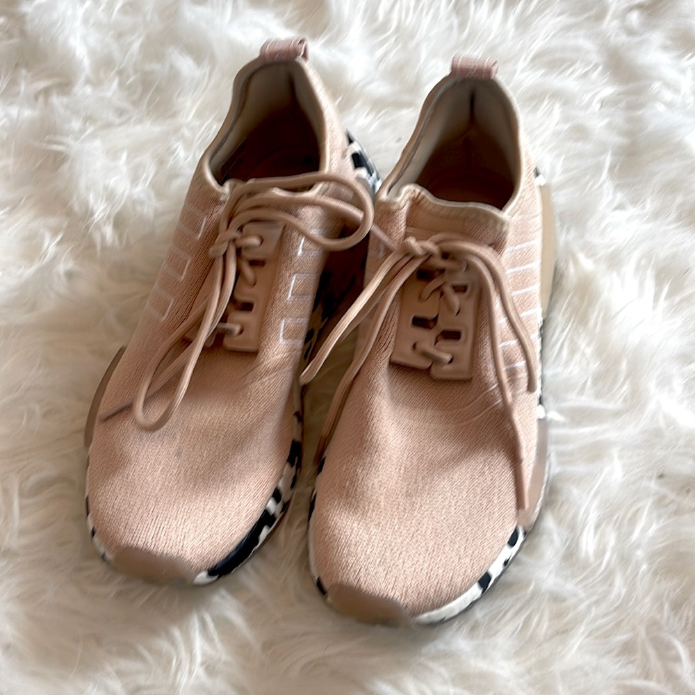 Size 7.5 pale pink adidas with black and white bottom design